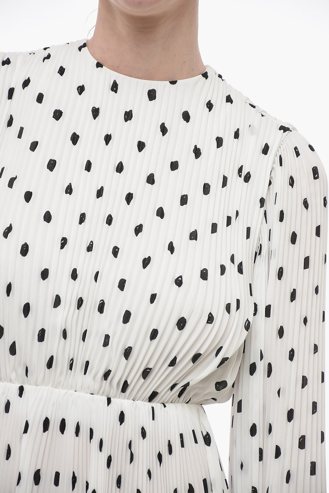 Balenciaga Polka Dot Patterned Accordion Dress with Bell Sleeves women