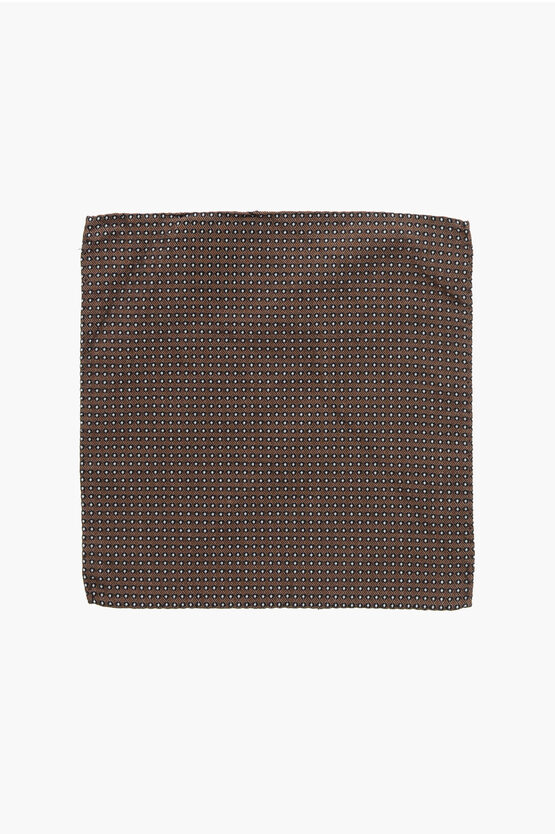 Dsquared2 Polka Dot Patterned Silk Blend Pocket Square In Brown