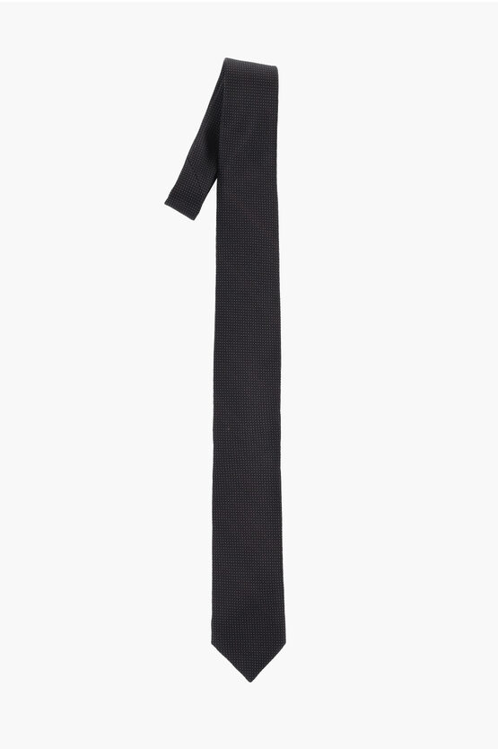 Corneliani Polka Dot Patterned Silk Satin Tie