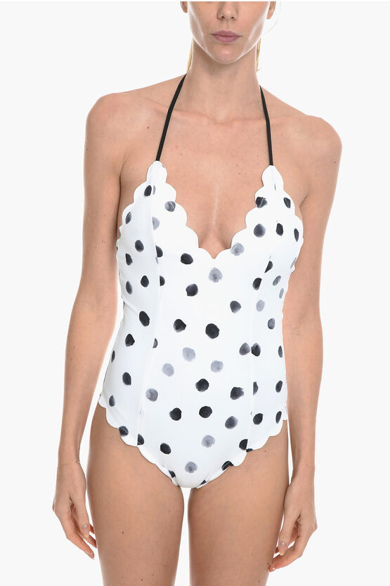 Marysia Polka Dots Broadway One Piece Swimsuit With Scalloped Edges In White