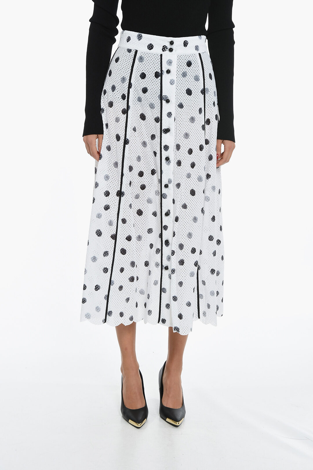 Marysia Polka Dots Flared ELBA Skirt with Front Buttoning women ...