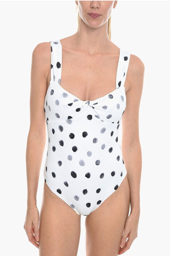 Marysia Polka Dots Lehi One-piece Swimsuit With Bow On The Front In White