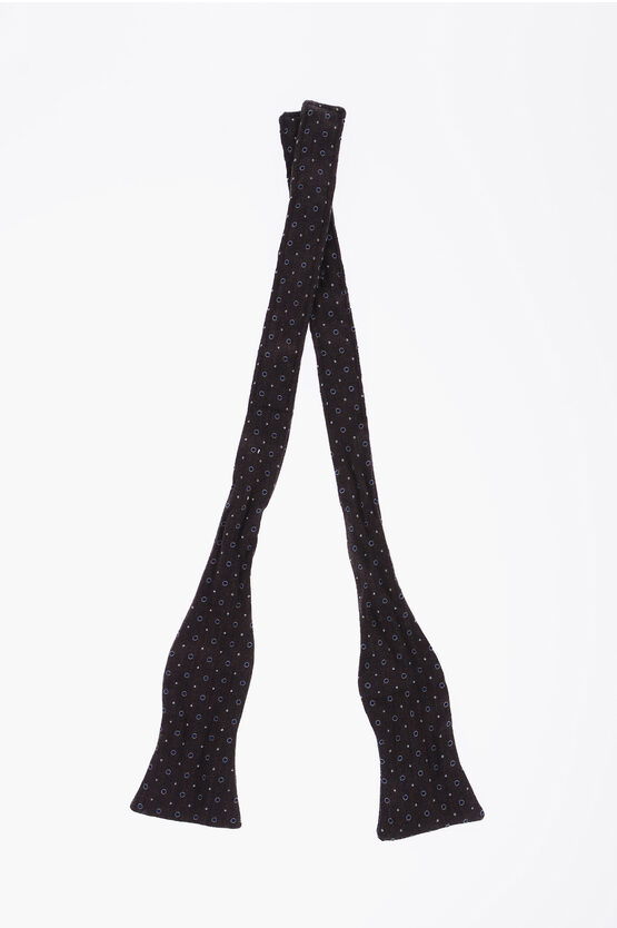 Brunello Cucinelli Polka Dots Silk And Wool Bow Tie In Black