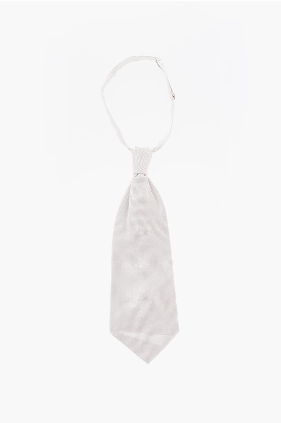Corneliani Polka Dots Silk Ascot Tie In White