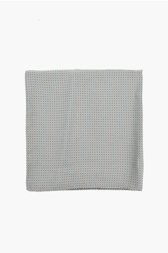 Corneliani Polka Dots Silk Pocket Square In Gray