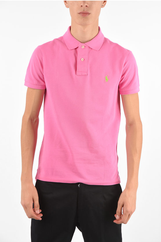 Ralph Lauren Polo 2 Button Slim Fit Polo Shirt In Pink