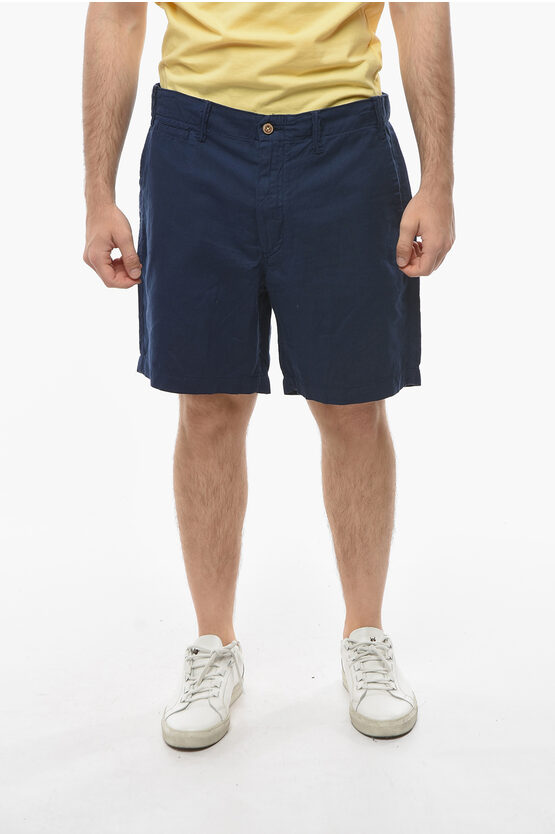 Ralph Lauren Polo Linen Blend Shorts With Belt Loops In Blue