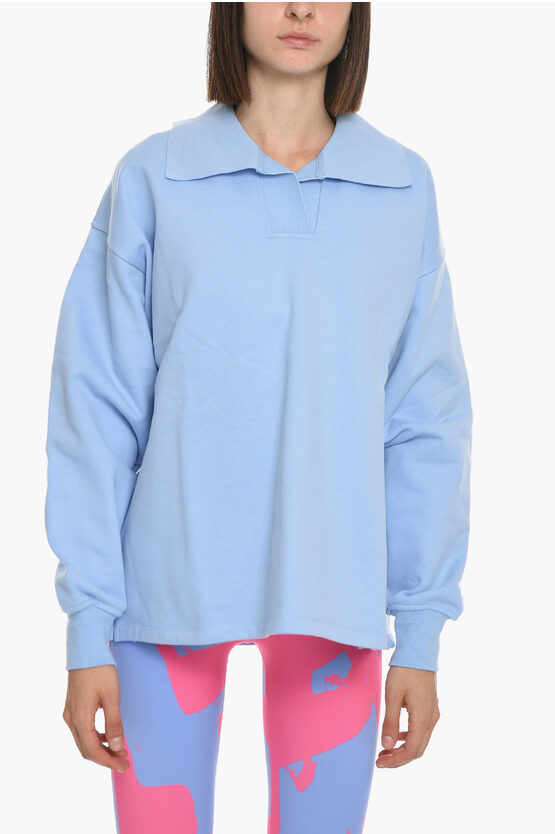 Samsoe & Samsoe Polo Neck Ingrid Cotton Sweatshirt In Blue