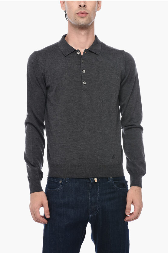 CORNELIANI POLO NECK VIRGIN WOOL SWEATER 