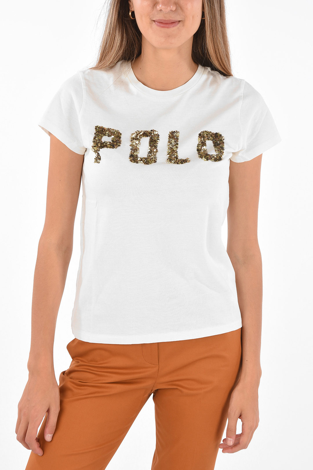 Polo Ralph Lauren POLO Sequin Embroidered Jewel Logo T-Shirt women -  Glamood Outlet
