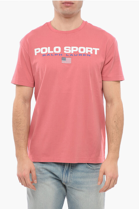 Polo Ralph Lauren Polo Sport Crew Neck Cotton T-shirt With Logo In Pink