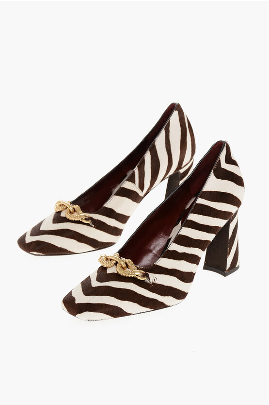 Tory Burch Pony Hair Jessa Pumps With Zebra Pattern 9cm In Brown
