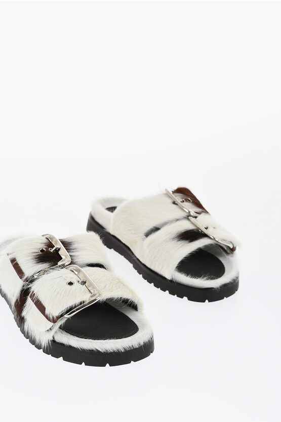 Dsquared2 Pony Hair Rock Your Road Sliders With Double Buckle