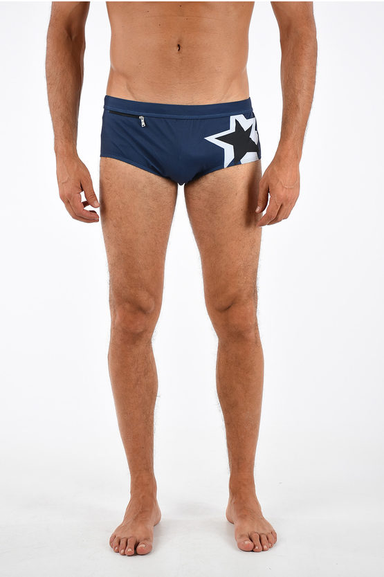 Shop Neil Barrett Pop Art Star Swim Briefs