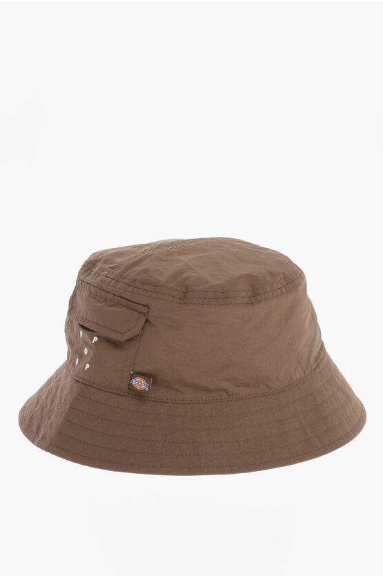 Dickies Pop Trading Company Nylon Bucket Hat With Pocket In Brown