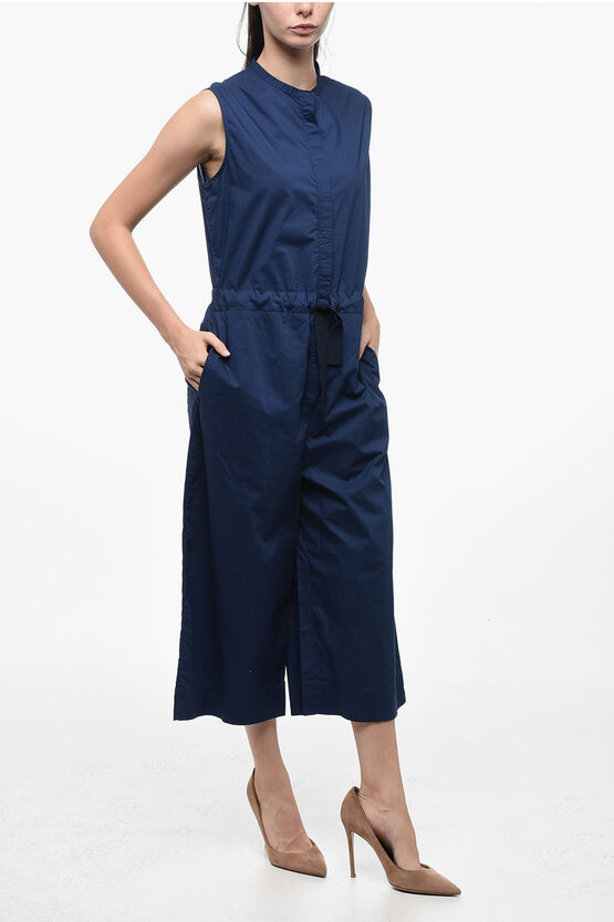 WOOLRICH POPELIN COTTON JUMPSUIT WITH BELT 