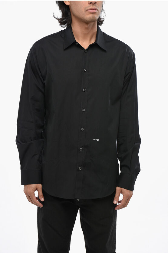Dsquared2 Popeline 1995 Shirt With Standard Collar In Black