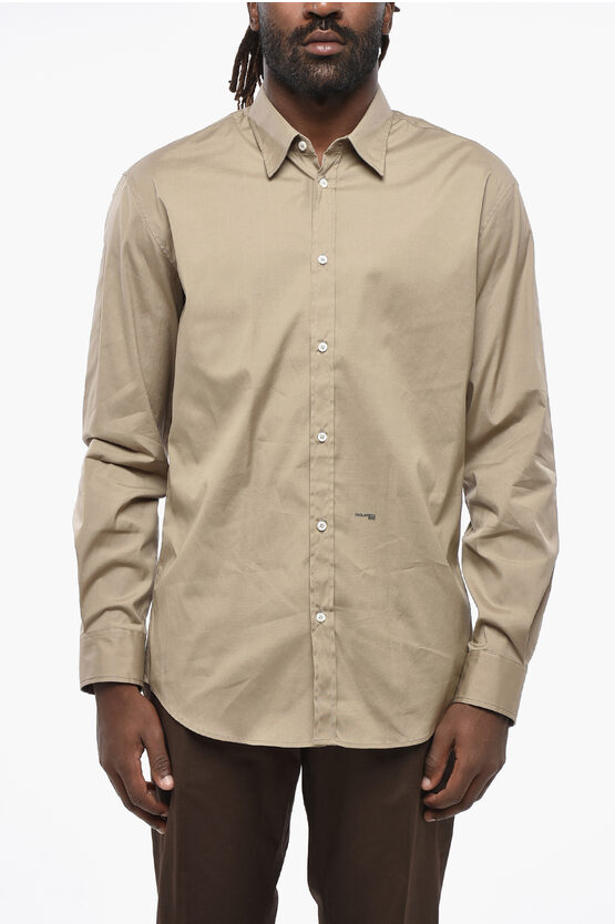 Dsquared2 Popeline 1995 Shirt With Standard Collar In Neutral