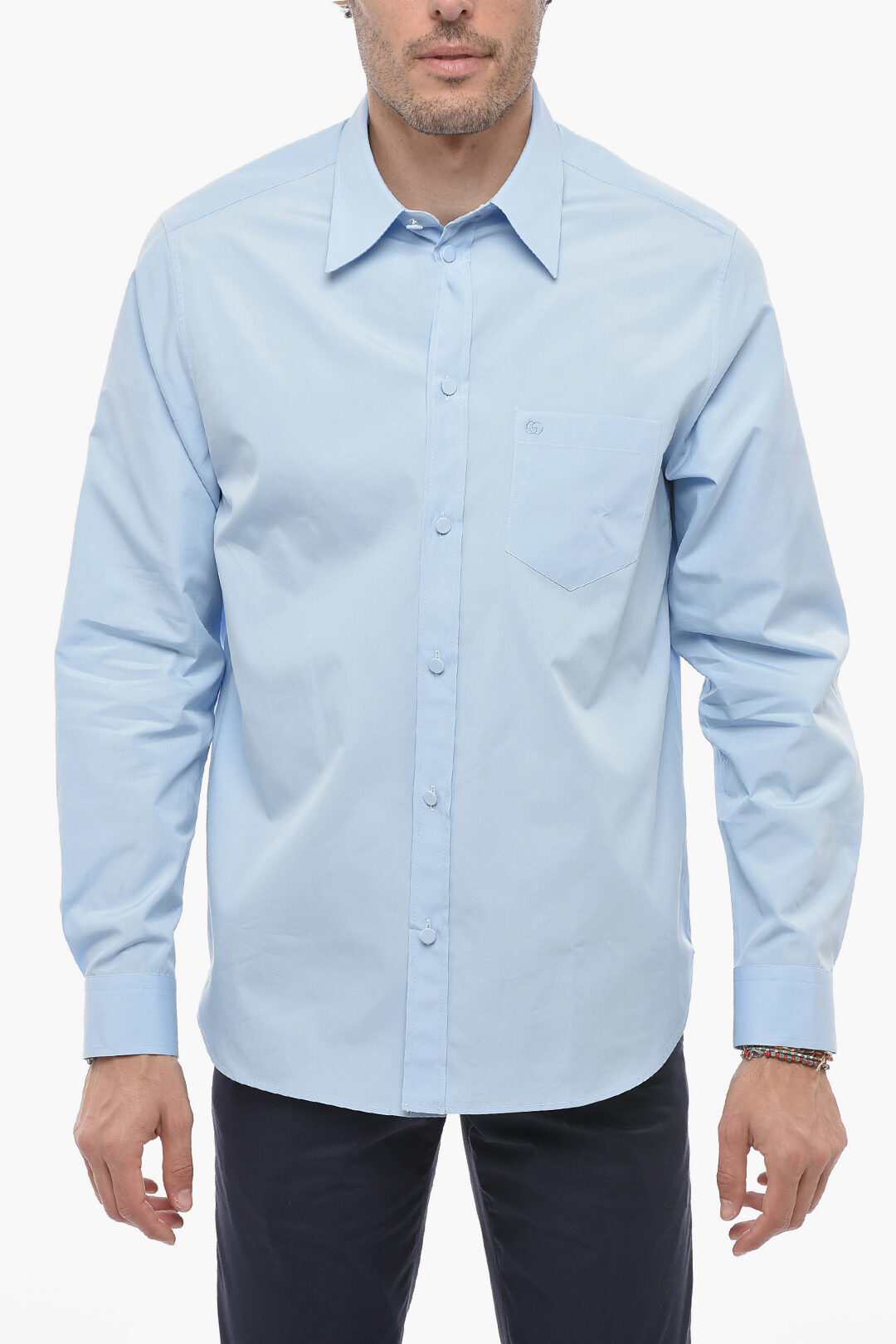 Gucci Popeline Cotton Shirt with Covered Buttons men