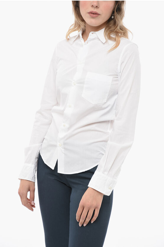 Shop Ann Demeulemeester Popeline Cotton Shirt With Patch Breast-pocket