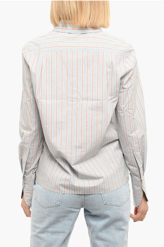 1000~Hairline Patterned Popeline Shirt with Standard Collar