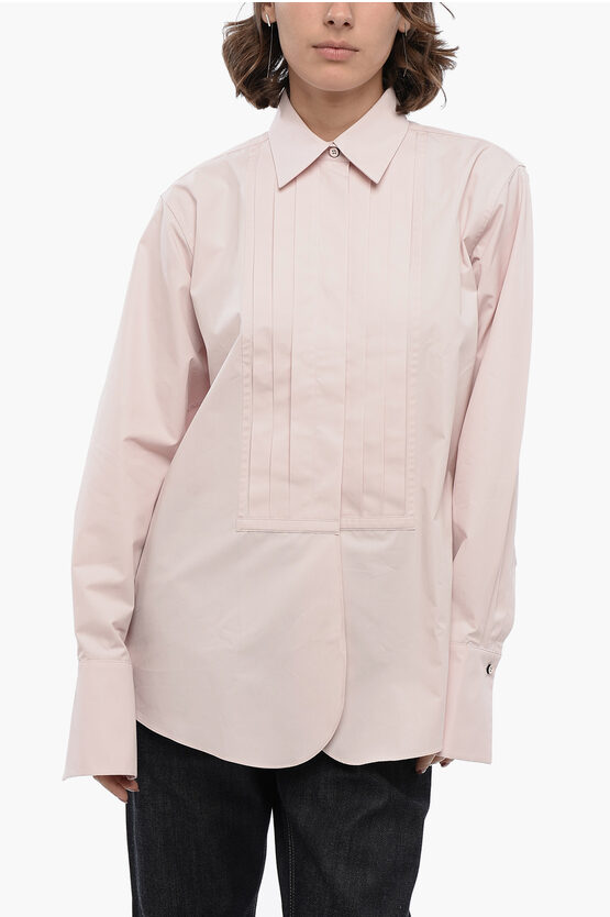 Shop Jil Sander Popeline Cotton Tuxedo Shirt With Standard Collar