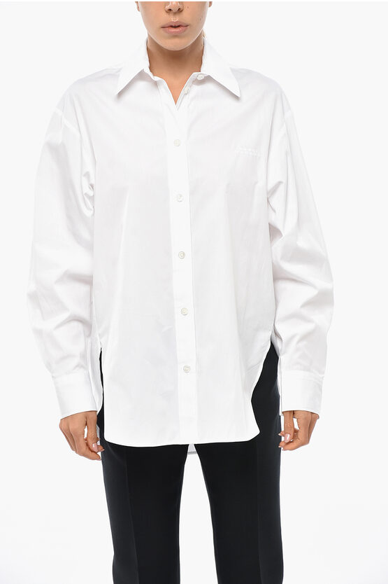Isabel Marant Popeline Fabriza Shirt With Embroidered Logo In White