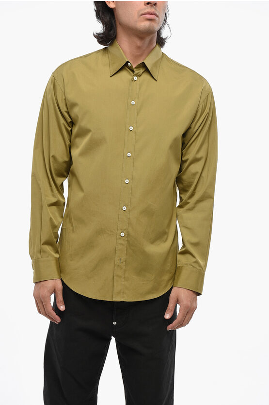 Dsquared2 Popeline Fullback Shirt With Back Print In Green