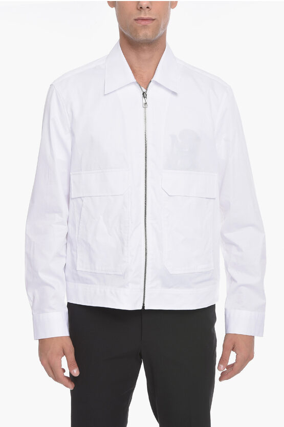 Neil Barrett Popeline Hybrid Shirt With Zip In White