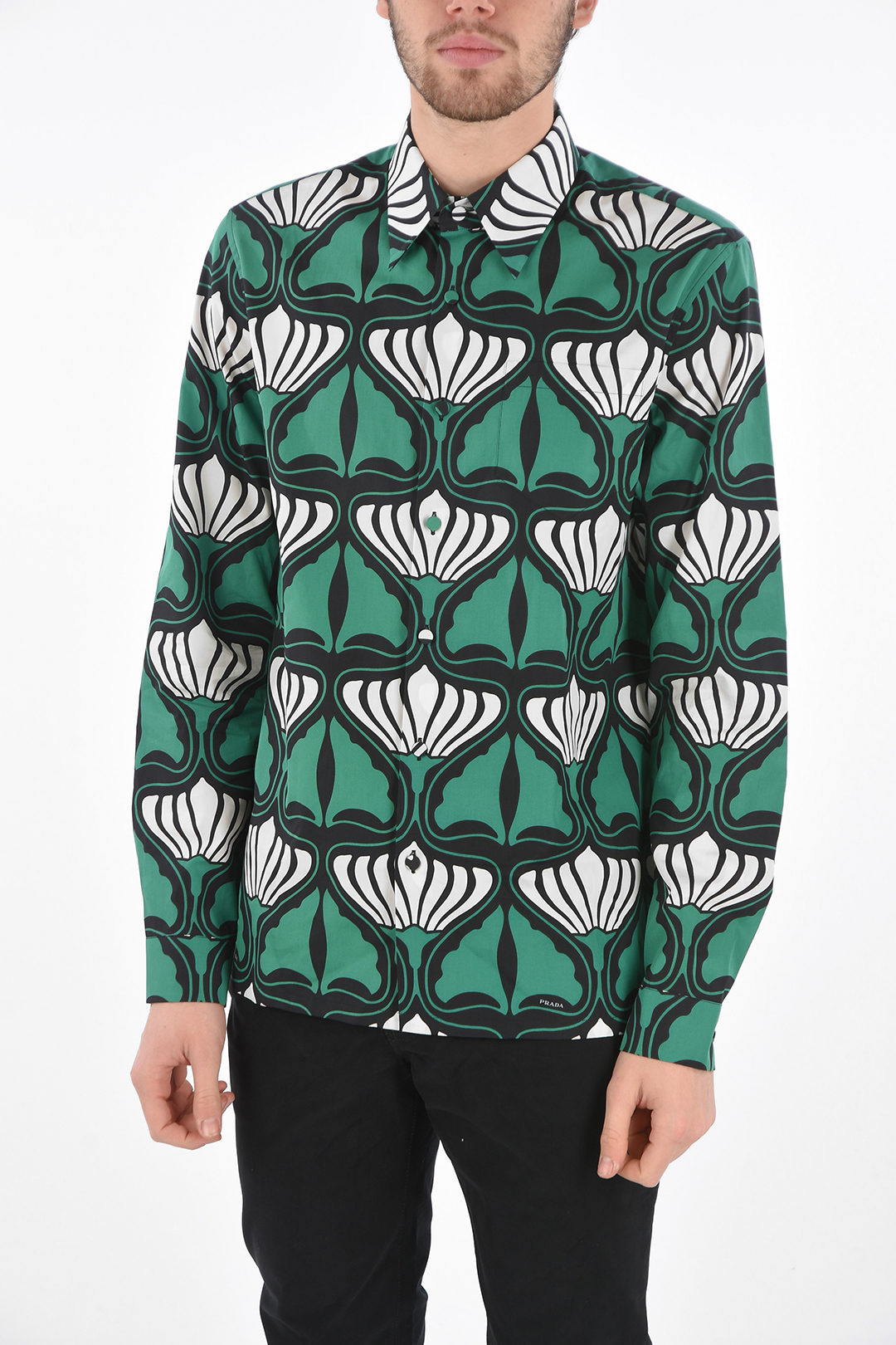 Popeline Printed Shirt with Abstract Motif