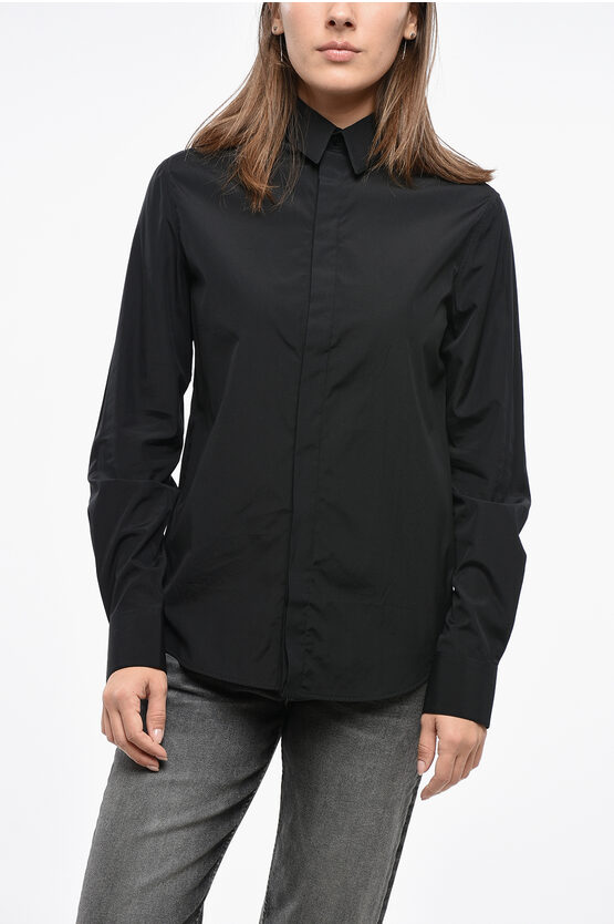 Wardrobe.nyc Popeline Shirt With Concealed Closure Grösse Xs In Black