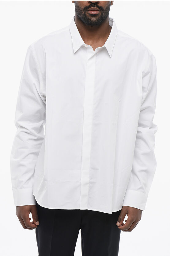 Shop Ami Alexandre Mattiussi Popeline Shirt With Hidden Buttoning