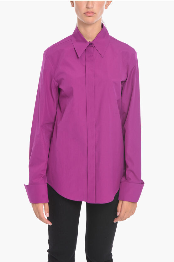 Shop Sportmax Popeline Shirt With Hidden Placket