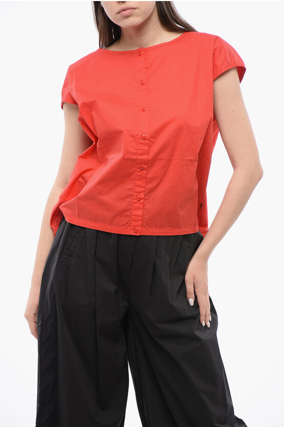 Woolrich Popeline Sleeveless Shirt With Drawstringed Hem