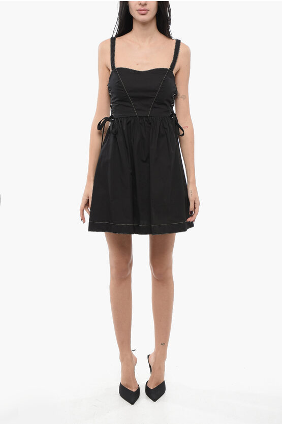 Pinko Poplin Cotton Amazonia Flared Dress With Lace-up Details