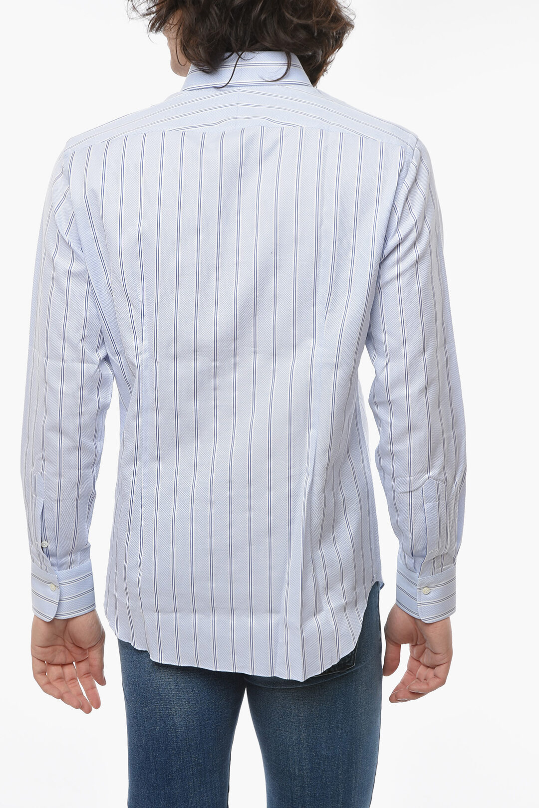 Alessandro Gherardi Poplin Cotton Pencil Stripe Shirt with Spread Collar men - Glamood Outlet