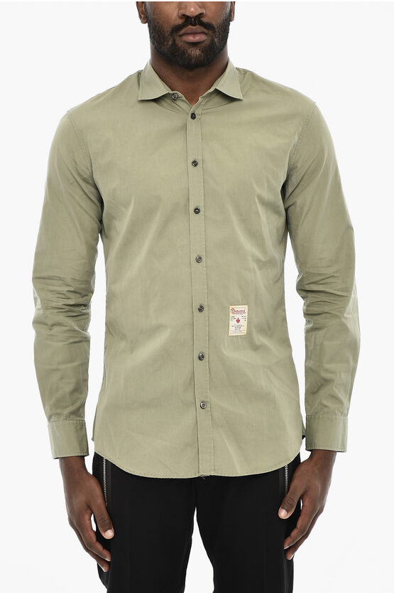 Dsquared2 Poplin Cotton Shirt With Spread Collar