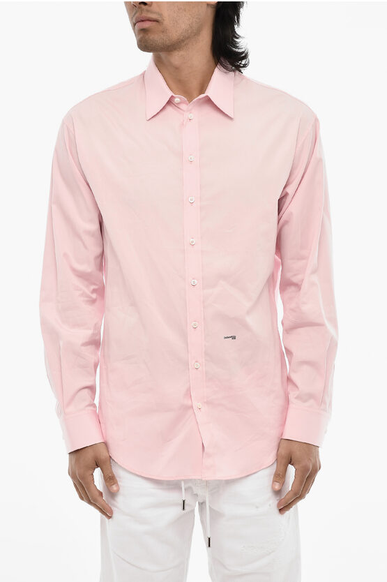 Dsquared2 Poplin Cotton Shirt With Spread Collar