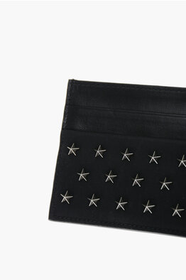 Porta carte Star in pelle con borchie