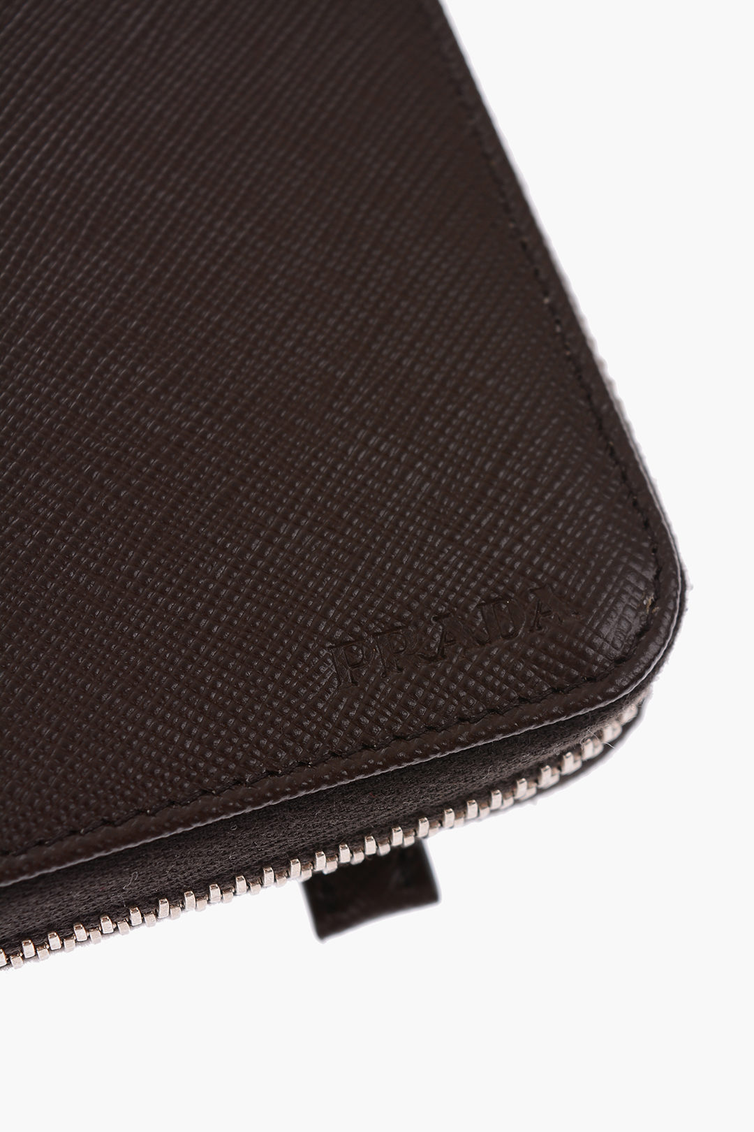 Prada Portafoglio in pelle saffiano con chiusura zip uomo