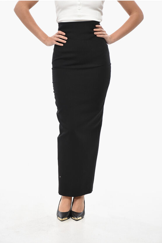 Rick Owens Porterville Back Split Dirt Pillar Pencil Skirt In Black