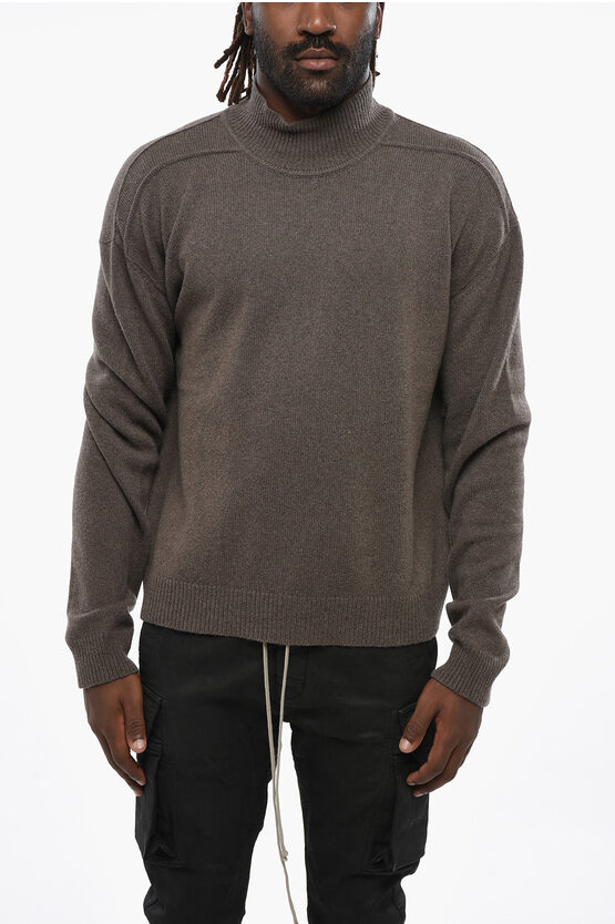 Rick Owens Porterville Cashmere Turtleneck Sweater In Brown