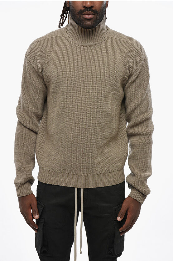 Rick Owens Porterville Virgin Wool Turtleneck Sweater In Neutral
