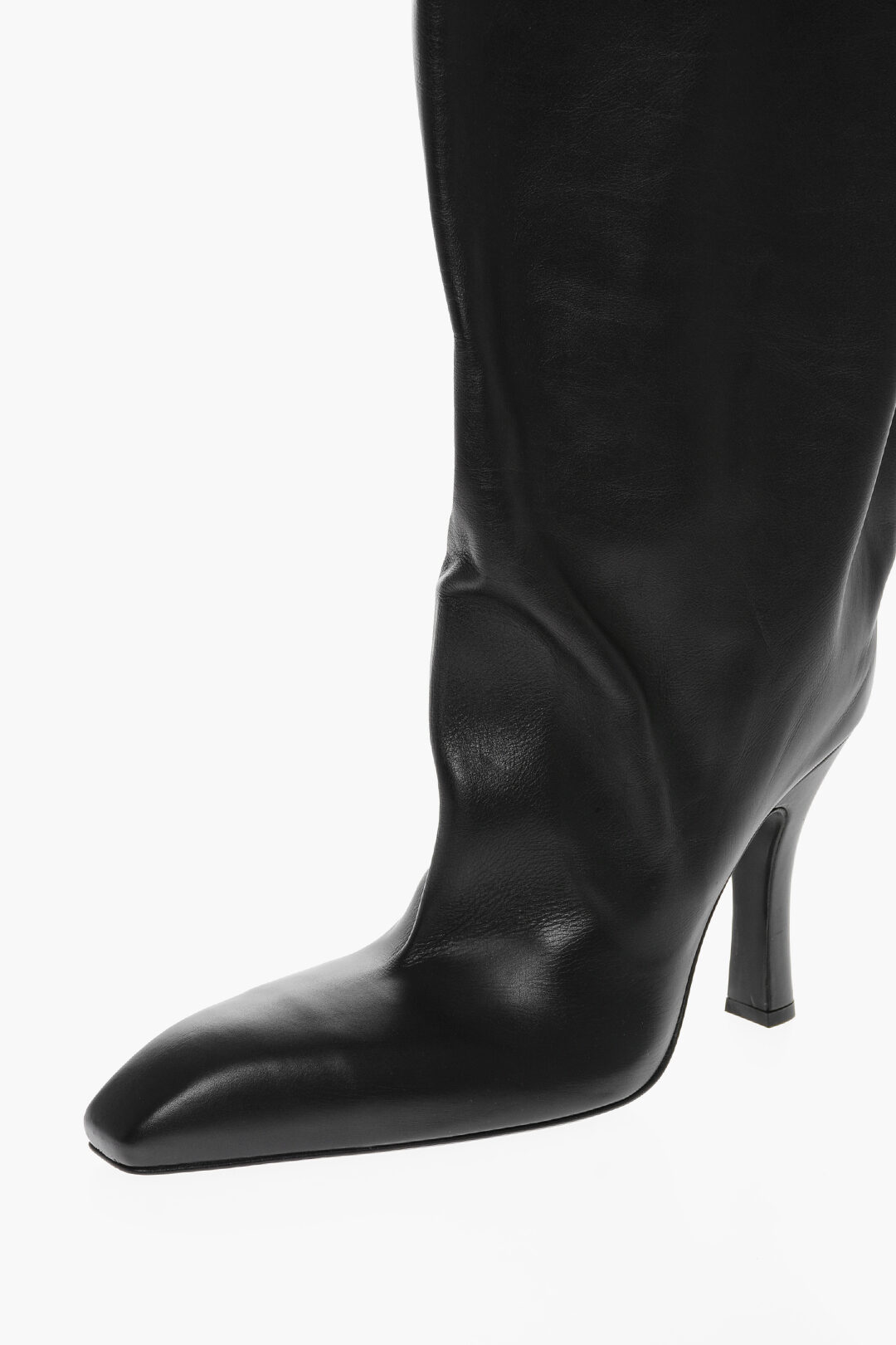 Balenciaga Pouch Design FALKON Leather Boots with Drawstring