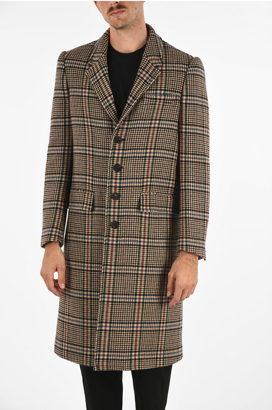 Neil Barrett Prince Of Wales 4 Button Coat In Brown