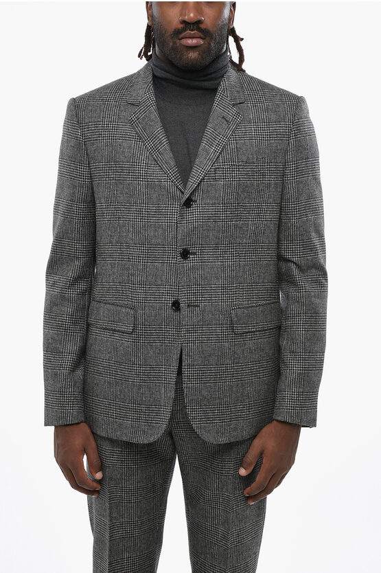 Celine Prince Of Wales Wool Mods 3-button Blazer In Multi