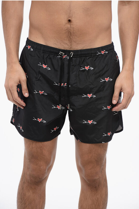 NEIL BARRETT PRINTED ALL-OVER CUPID SWIM SHORTS 