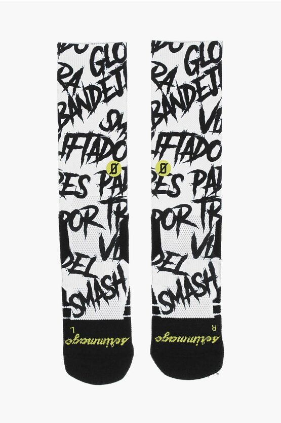 Scrimmage Printed Angry Ball Long Socks In White