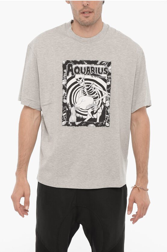 Neil Barrett Printed Aquarius The Humanitarian Crew-neck T-shirt In Gray