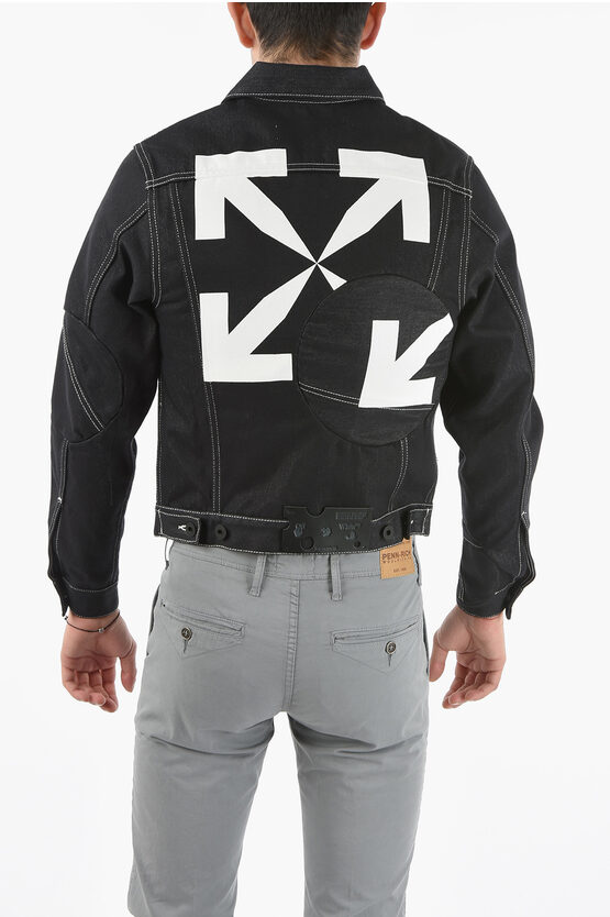 Off-White Printed ARROW TWIST Denim Jacket men - Glamood Outlet